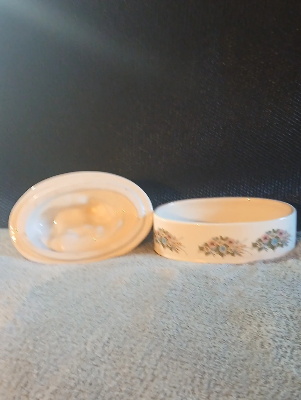 Vintage Porcelain Horse Trinket Box with Floral Banding